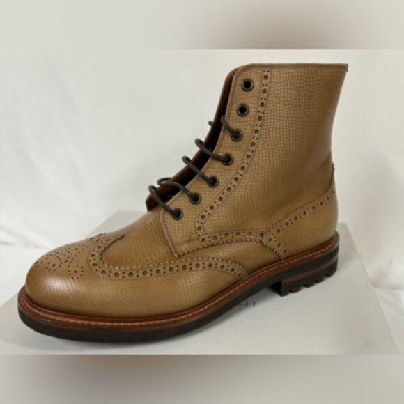 NIB Brunello Cucinelli Tan Textured Leather Wingtip Boots 42EU/9US $1595.00 main image 8